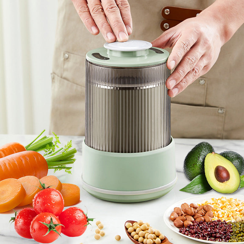 Elektrische Getreidemühle aus Edelstahl mit Doppelschicht-Design für Getreide, Gewürze und Kaffee.