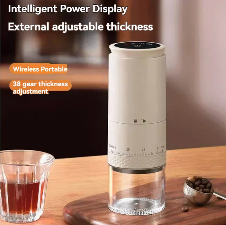 Modernes Küchengerät: Elektrische Kaffeemühle brehn260422 in Schwarz, bereit zum Mahlen von Kaffeebohnen.