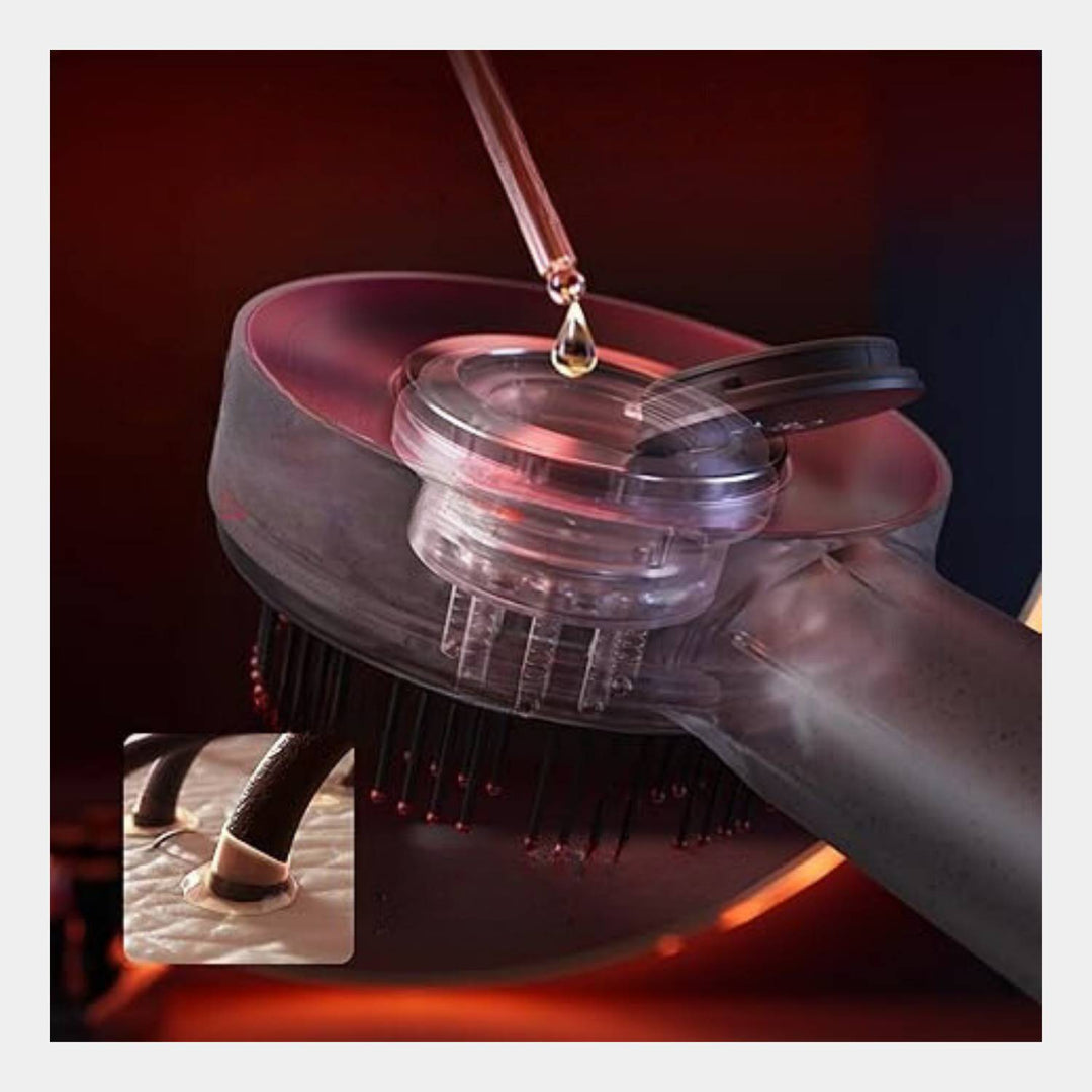 Wiederaufladbare, wasserdichte Kopfhautmassagebürste mit LED-Licht für Wellness & Haarpflege.