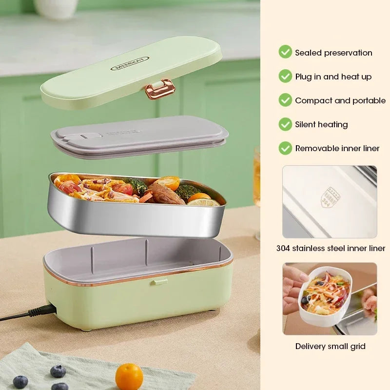 Warme Mahlzeiten unterwegs: HeatMate elektrische Lunchbox (900ml) mit Dampffunktion hält Ihr Essen frisch.