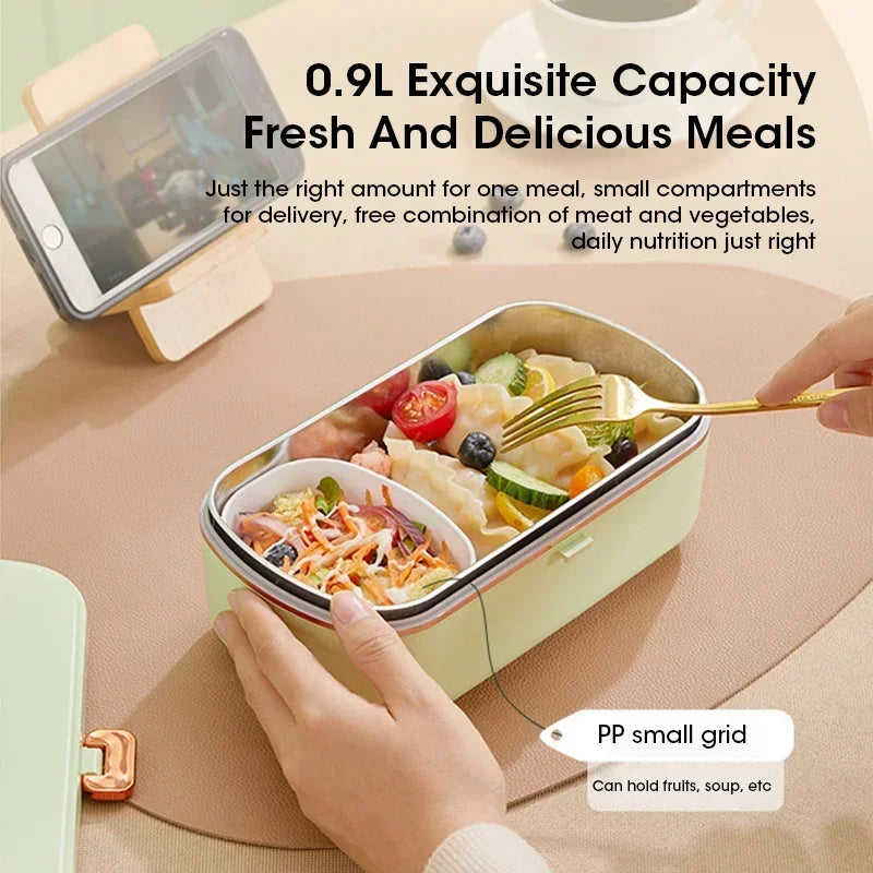 Tragbare elektrische 900ml Lunchbox HeatMate. Erwärmt & dämpft Mahlzeiten perfekt für unterwegs oder im Büro.