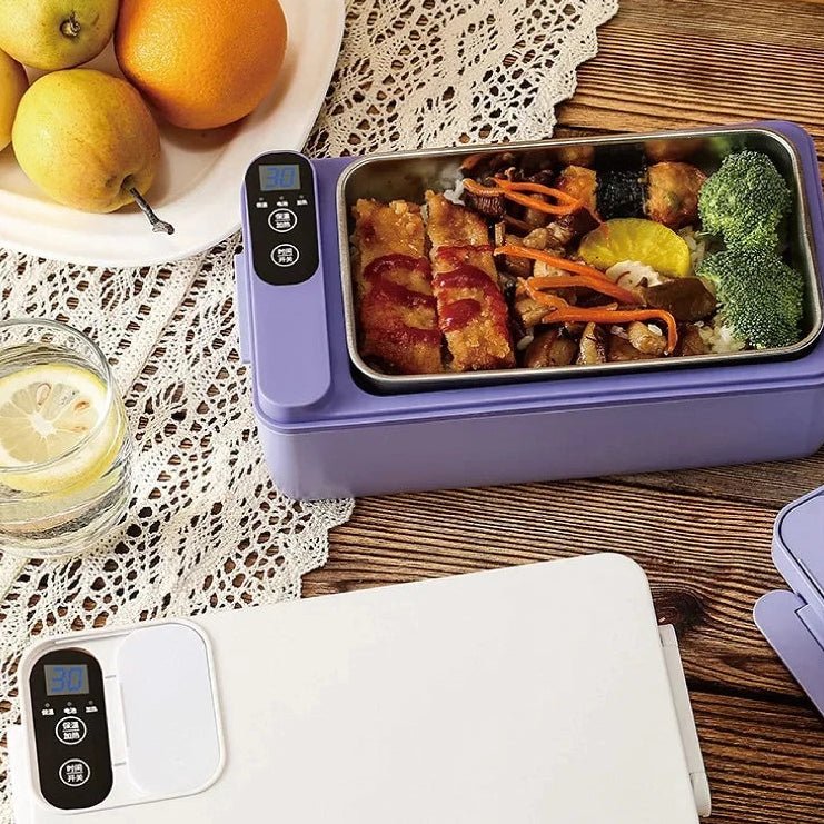 Tragbare elektrische Warmhaltebox, ideal für Camping, Wandern oder warme Speisen auf Reisen.