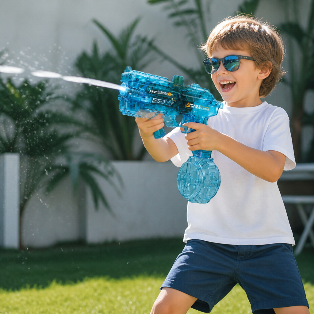 Elektrische Space Wasserpistole mit Rundtank für endlose Wasserschlachten; ideales Sommerspielzeug für Kinder.