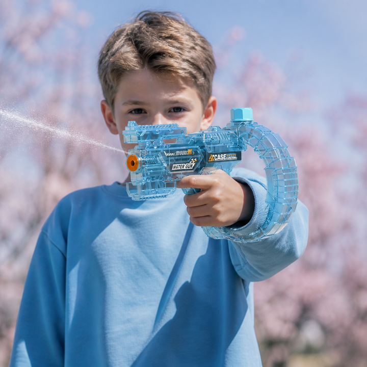 Ergonomische elektrische Space Wasserpistole mit großem Rundtank; robustes Spielzeug für Wasserschlachten im Sommer.