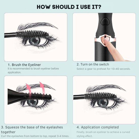 Professionelle elektrische Wimpernzange mit Wärmefunktion. Für glamourösen Wimpernschwung & effektives Augen-Make-up.