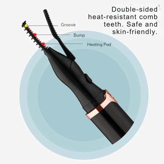 Handliche elektrische Wimpernzange zum Erzeugen von perfektem Wimpernschwung. Innovatives Beauty-Tool für Damen.