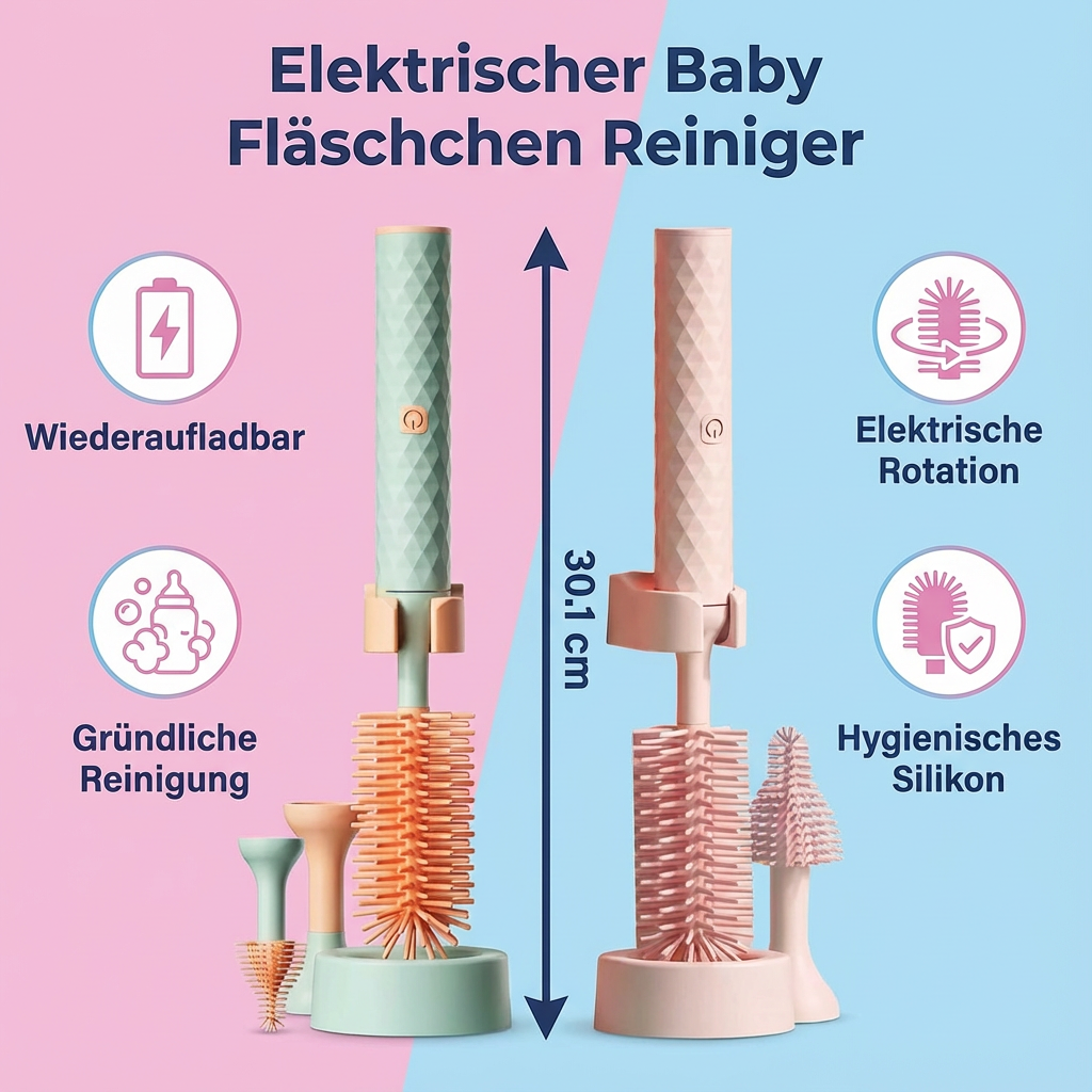 Praktischer elektrischer Flaschenreiniger für Babys, zur einfachen & schnellen Reinigung zu Hause.