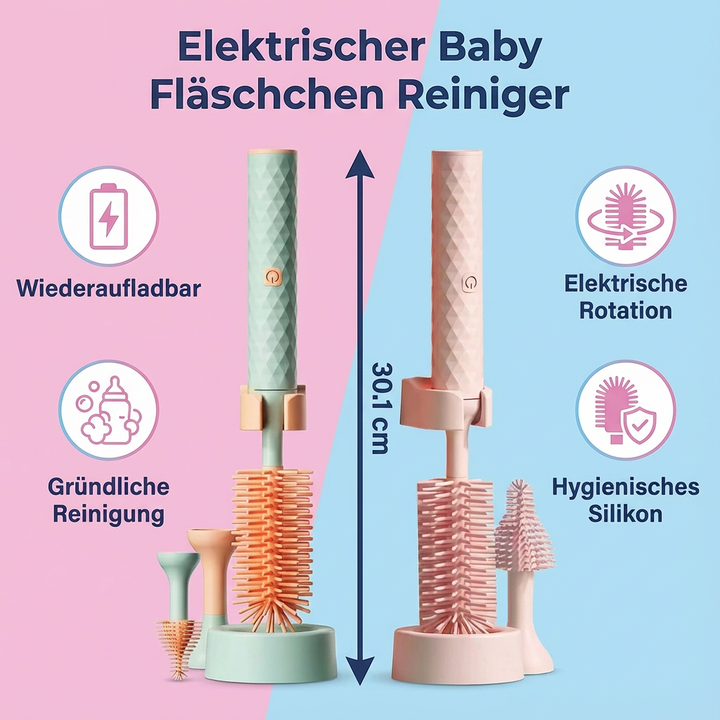 Praktischer elektrischer Flaschenreiniger für Babys, zur einfachen & schnellen Reinigung zu Hause.