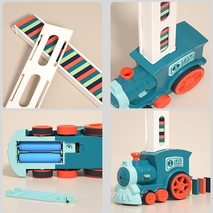 Robuster ABS Elektrischer Domino Zug, sicheres Kinderspielzeug für stundenlangen, kreativen Bau- & Fallspaß.