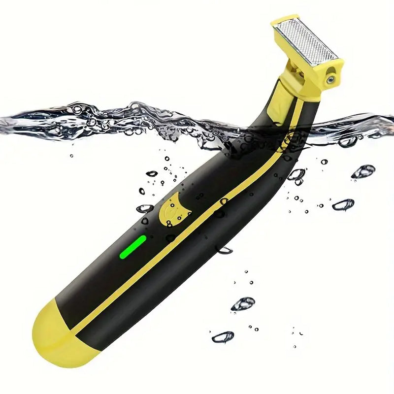 Nahaufnahme des Rasierkopfs vom wasserdichten Ganzkörper-Elektrorasierer für Herren.