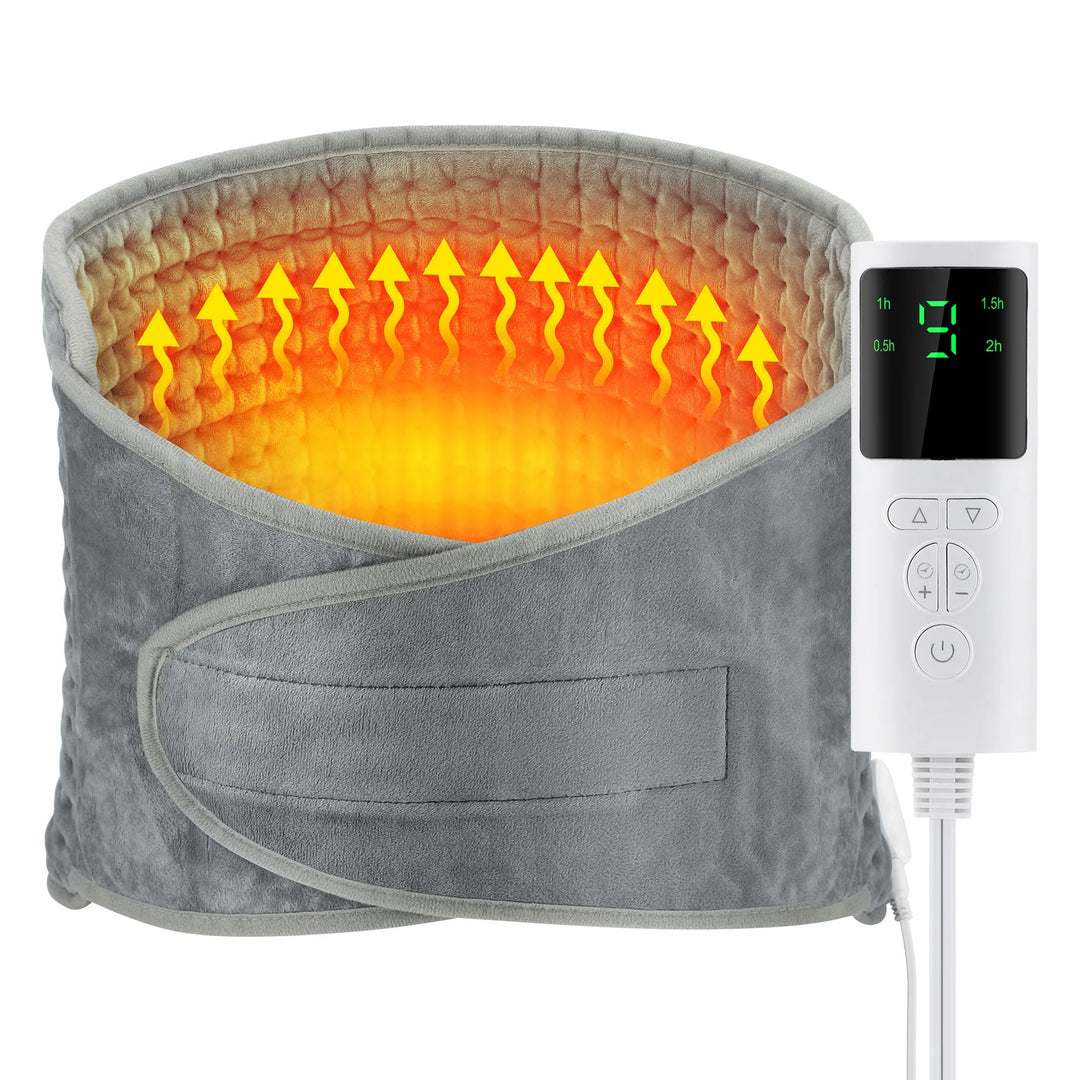 Elektrischer Heizgurt aus Mikroplüsch für Rücken und Taille, bietet wohlige Wärmetherapie zur Schmerzlinderung.