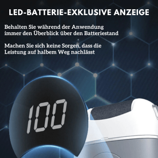 Wiederaufladbarer elektrischer Hornhautentferner mit LCD-Display; für professionelle Fußpflege zu Hause.