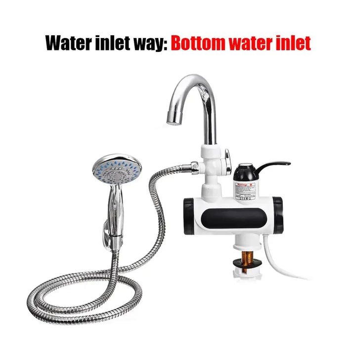 Innovativer elektrischer Wasserhahn mit LED-Temperaturanzeige, Sofortwarmwasser für energiebewusste Küchen.