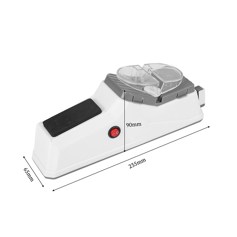 Praktischer elektrischer Messerschärfer. Ein nützlicher Küchenhelfer, der Messer & Scheren auf USB-Basis schärft.