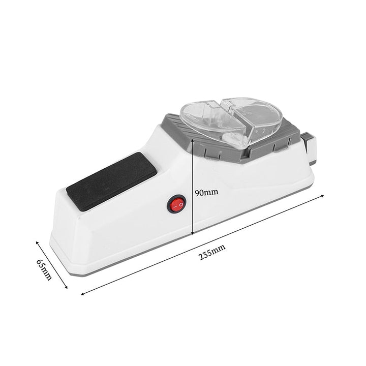 Praktischer elektrischer Messerschärfer. Ein nützlicher Küchenhelfer, der Messer & Scheren auf USB-Basis schärft.