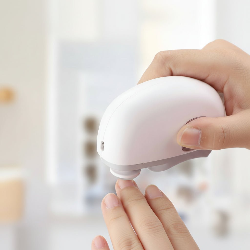 Modernes Beauty Zubehör: Elektrischer Nagelknipser schneidet & poliert Nägel automatisch für gepflegte Hände.