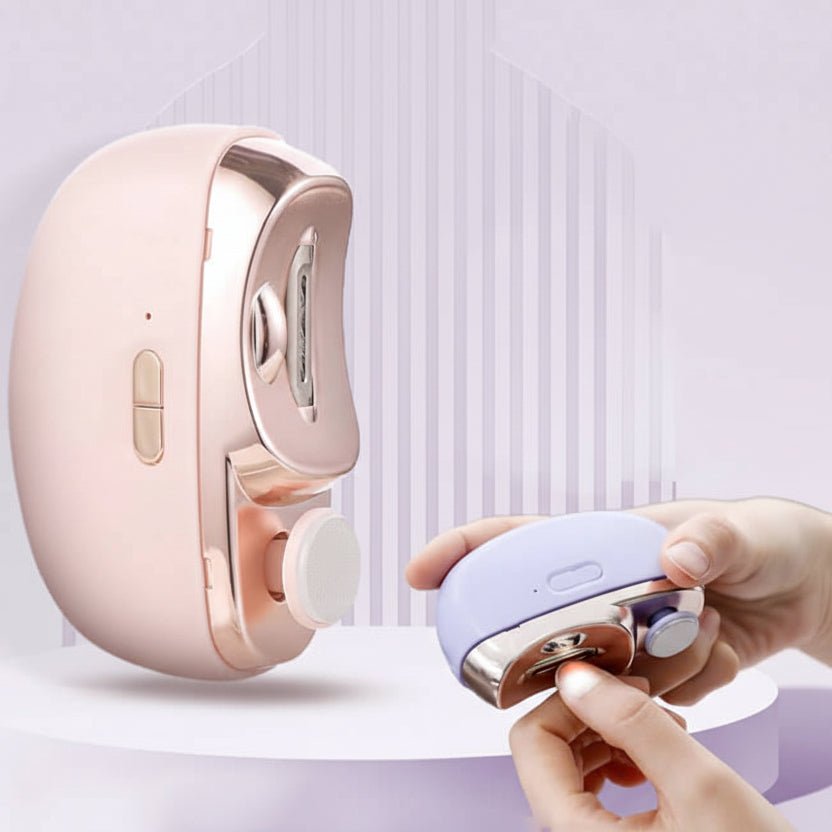 Kompakter automatischer Nagelknipser mit integrierter Polierfunktion, ideal für Maniküre & Pediküre.