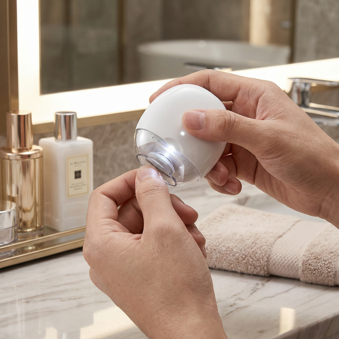 Elektrischer Nageltrimmer für die Familie mit LED-Licht, sicher & sanft für Baby- und Erwachsenennägel.