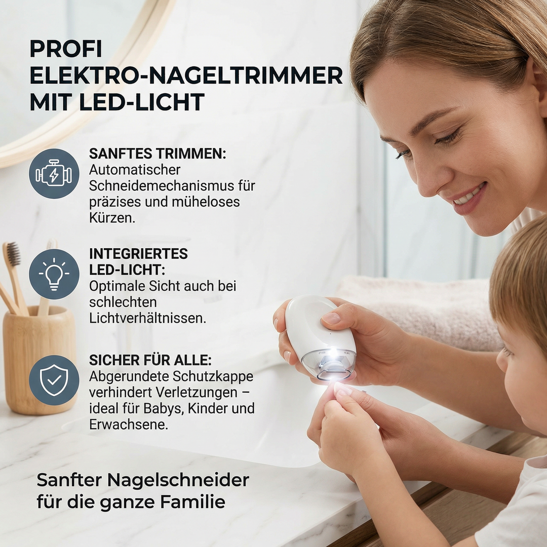 Schonender, elektrischer Familien-Nageltrimmer mit LED-Beleuchtung für effektive Nagelpflege im Heimbedarf.