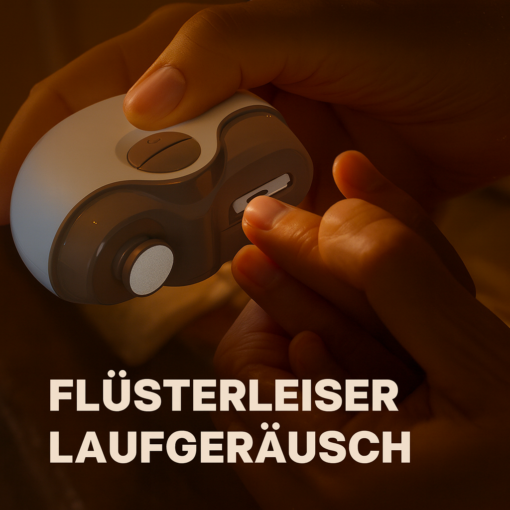 Tragbarer USB-C elektrischer Nageltrimmer & Polierer, ideal für Reisen und unterwegs.