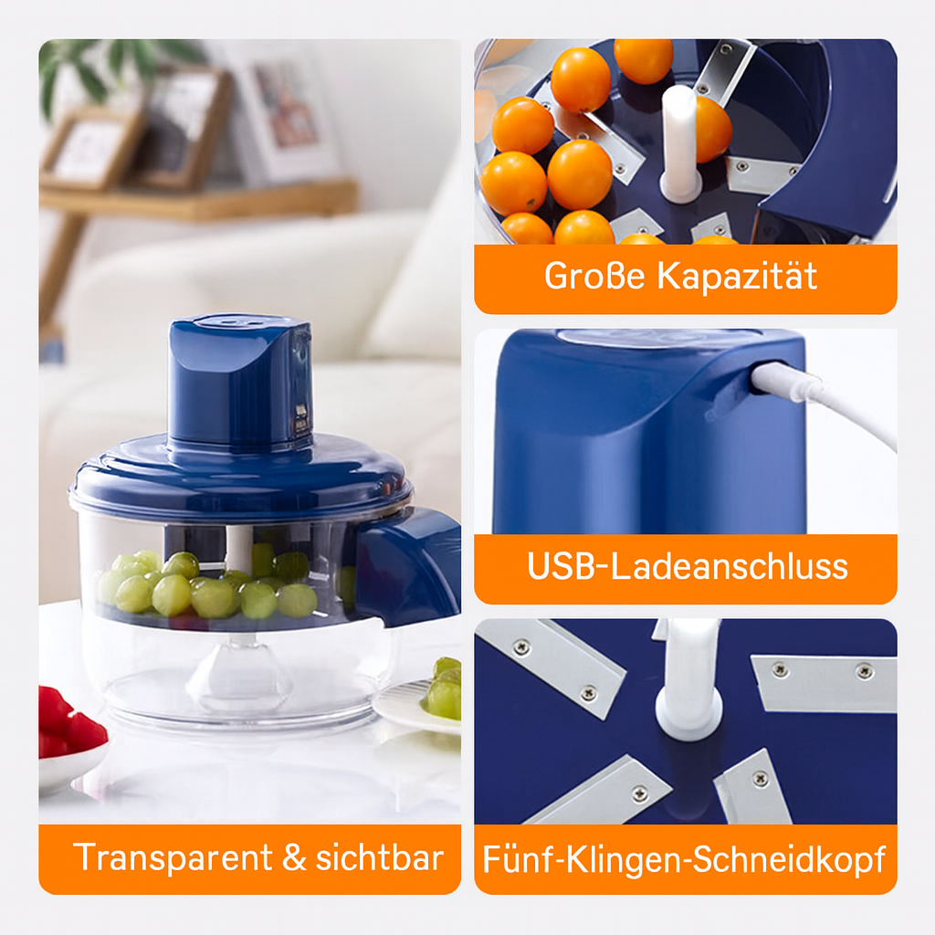 Automatischer Gemüseschäler: Schnelle Küchenhilfe für Obst & Gemüse. Elektrisch, wiederaufladbar, präzise.