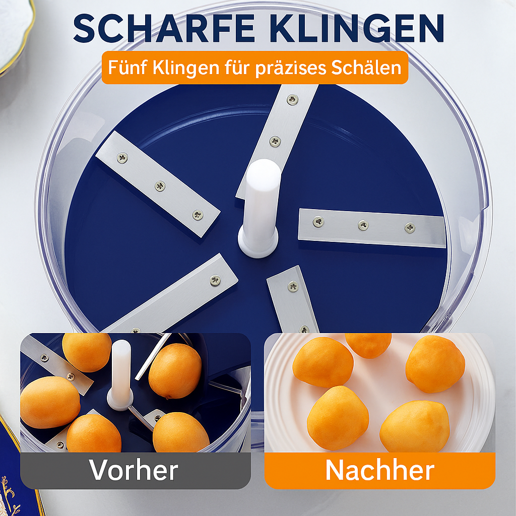 Wiederaufladbarer Obstschäler: Für müheloses, sauberes Schälen von Äpfeln & Kartoffeln. Zeitsparend & präzise.