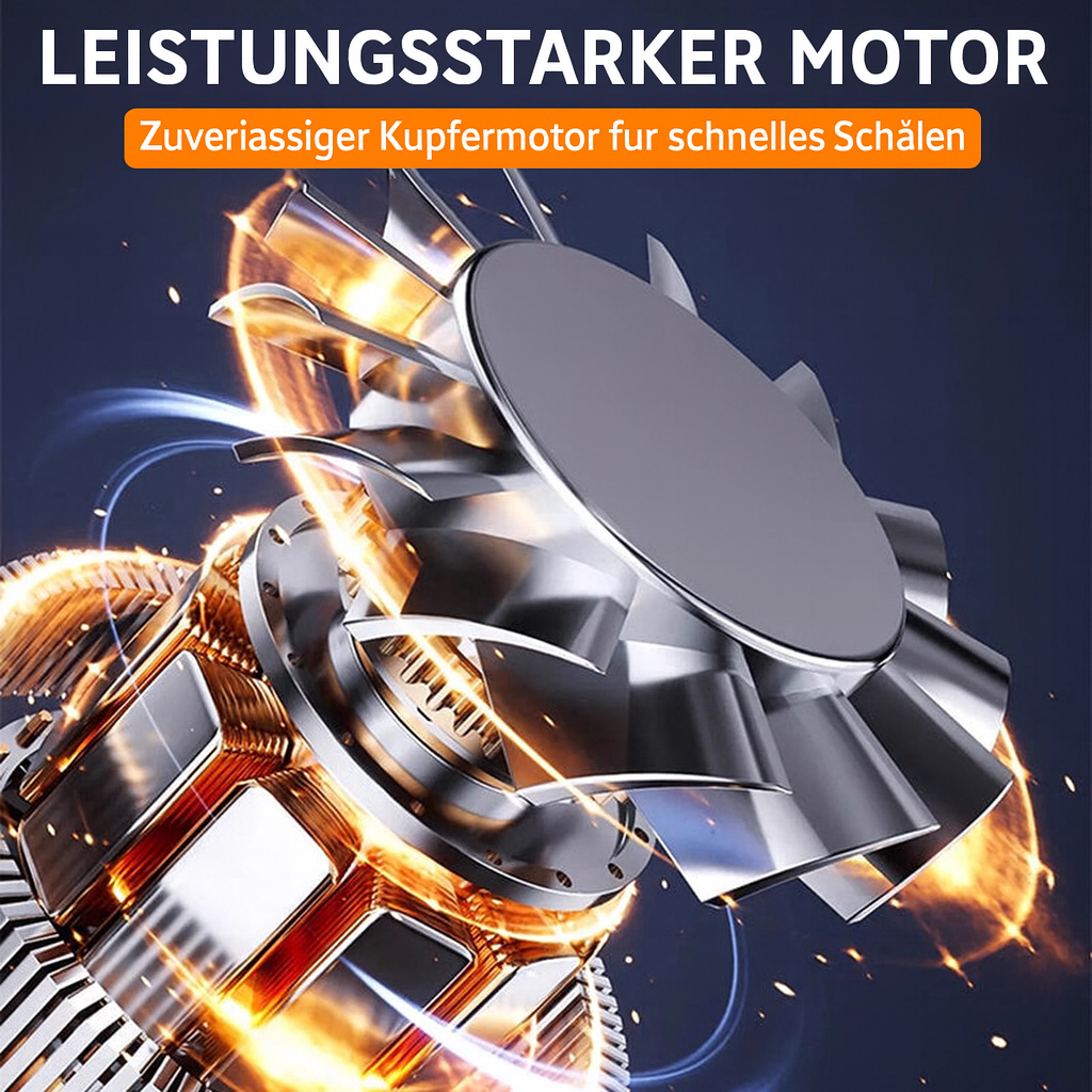 Küchengerät für Obst & Gemüse: Automatischer Schälvorgang. Elektrischer Schäler, zeitsparend & effizient.