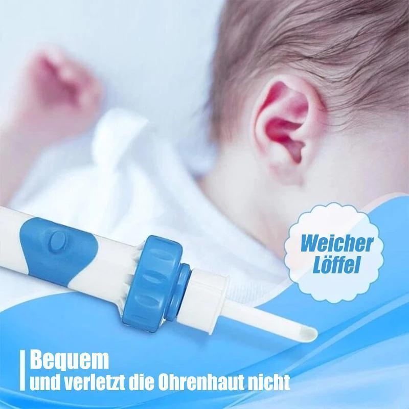 Person nutzt den Ohrenschmalzentferner Staubsauger für hygienische und schonende Ohrreinigung.