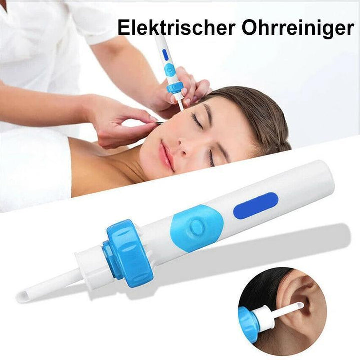 Komplettes Set des elektrischen Ohrreinigers mit verschiedenen Aufsätzen für die ganze Familie.