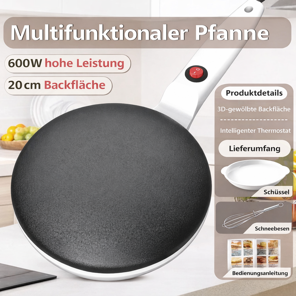 Der Elektrische Pfannkuchenmacher mit Antihaft-Beschichtung garantiert mühelose Reinigung nach dem köstlichen Frühstück.