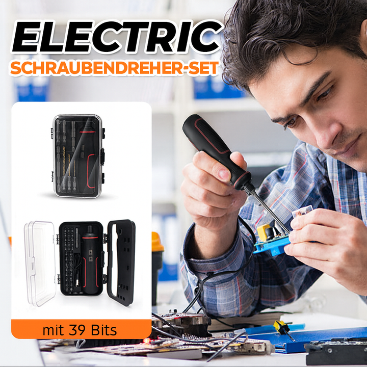 Elektrischer Präzisions-Schraubendreher Set BitMeister Pro mit Akkuschrauber & vielfältigem Bitset für Heimwerken.