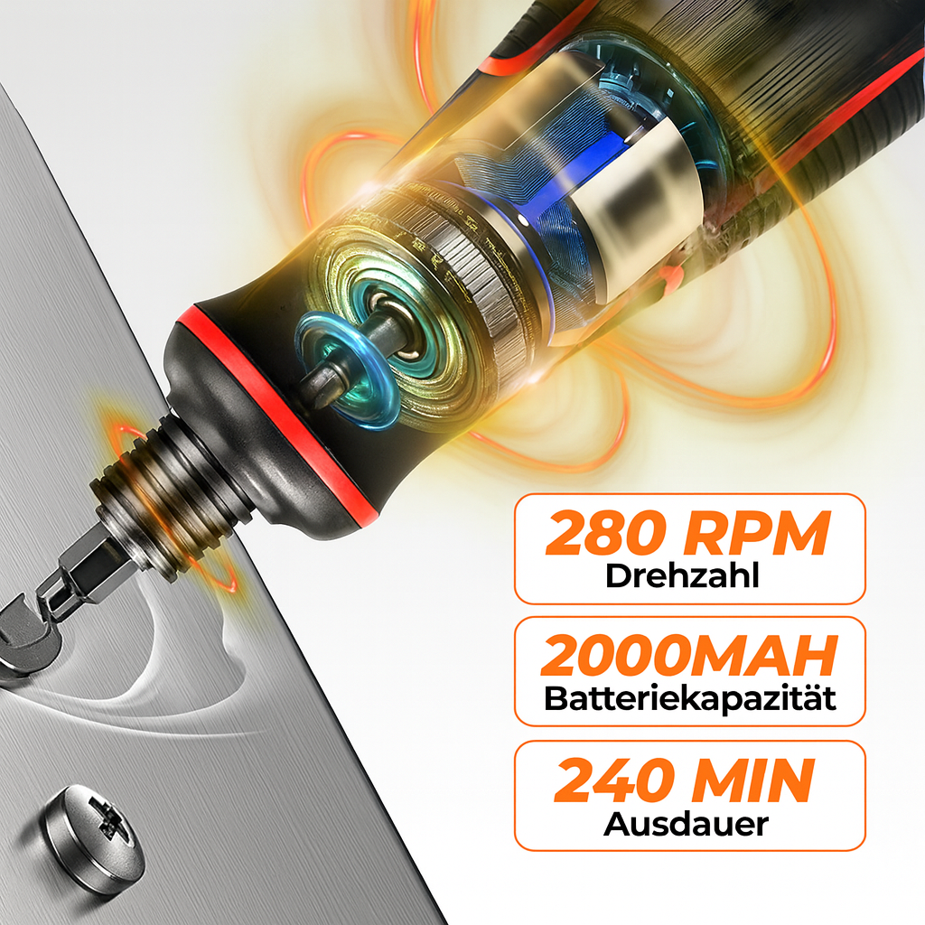Akku-Präzisionsschrauber Set BitMeister Pro, USB-C aufladbar für flexibles Heimwerken, Reparaturen & DIY Projekte.