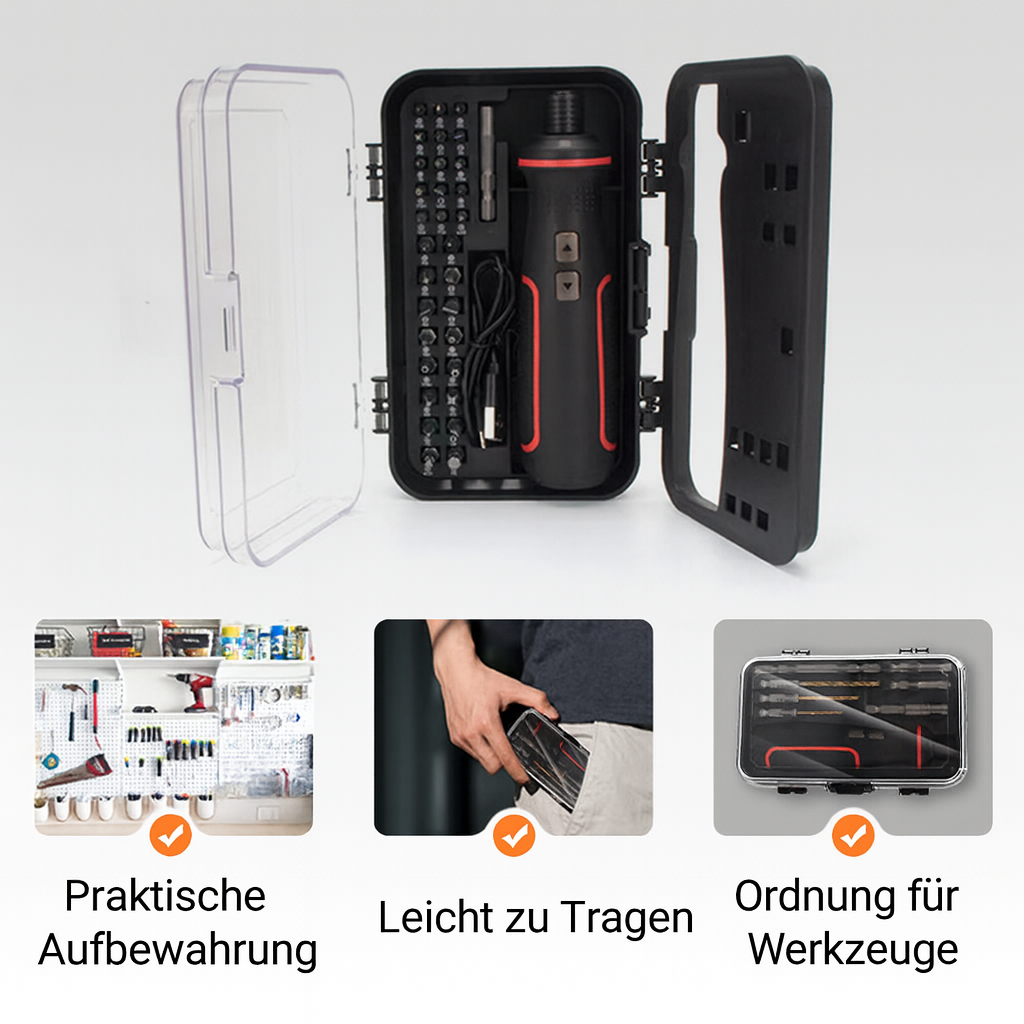 BitMeister Pro elektrischer Schraubendreher für Heimwerker. Schnelle & präzise Reparaturen, USB-C geladen.
