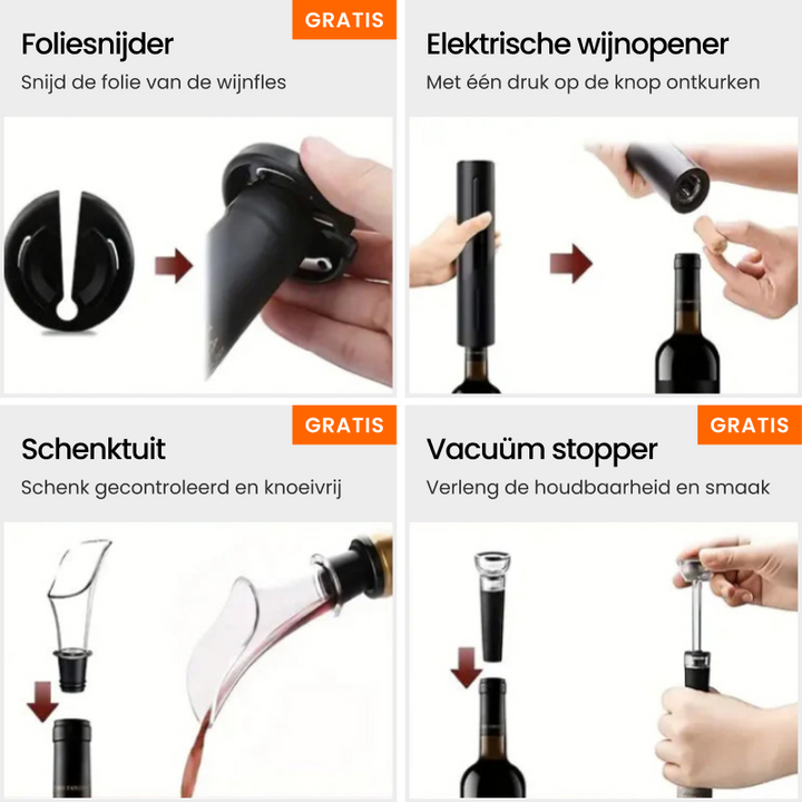 Eleganter elektrischer Weinöffner, kabellos. Öffnet Weinflaschen mühelos; ein unverzichtbares Weinaccessoire.