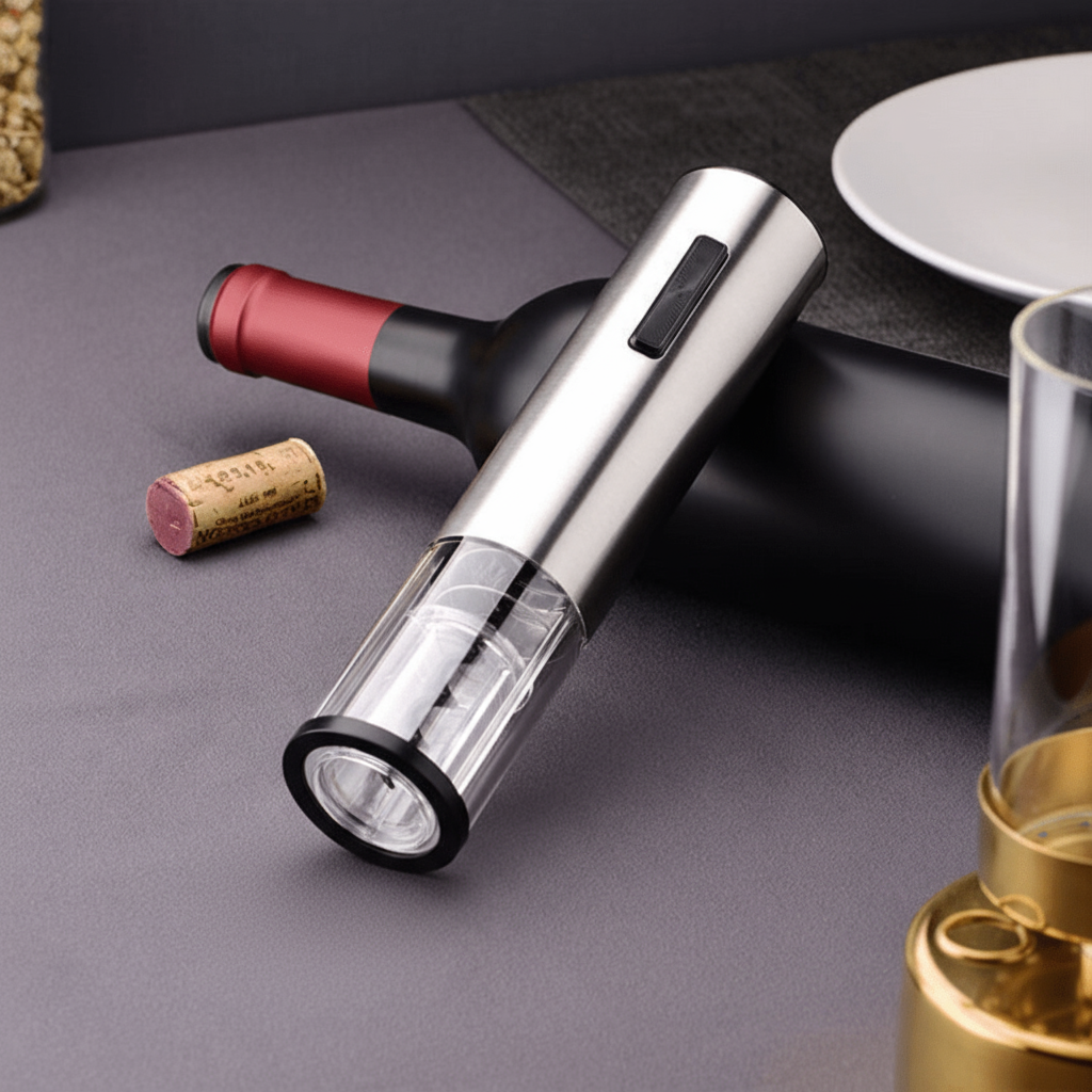 Elegantes elektrisches Weinöffner-Set für einfaches Öffnen und professionelles Servieren von Wein, ideal für jeden Anlass.