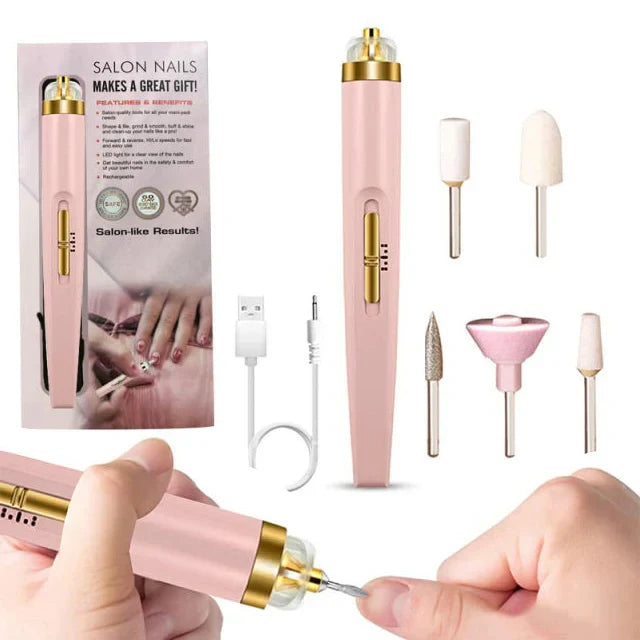 Kompaktes 5-in-1 elektrisches Nagelpflegeset für umfassende Maniküre, Pediküre und professionelles Nageldesign.