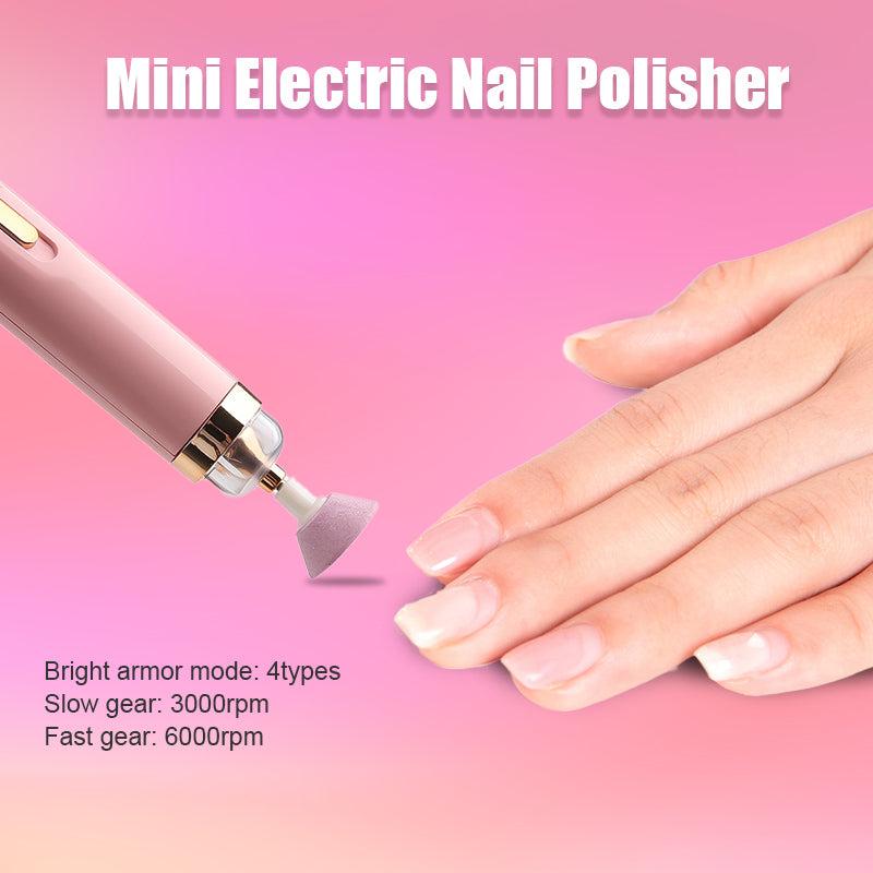 Nahaufnahme des 5-in-1 elektrischen Nagelpoliergeräts mit Präzisionsaufsatz für feine Nagelbearbeitung.