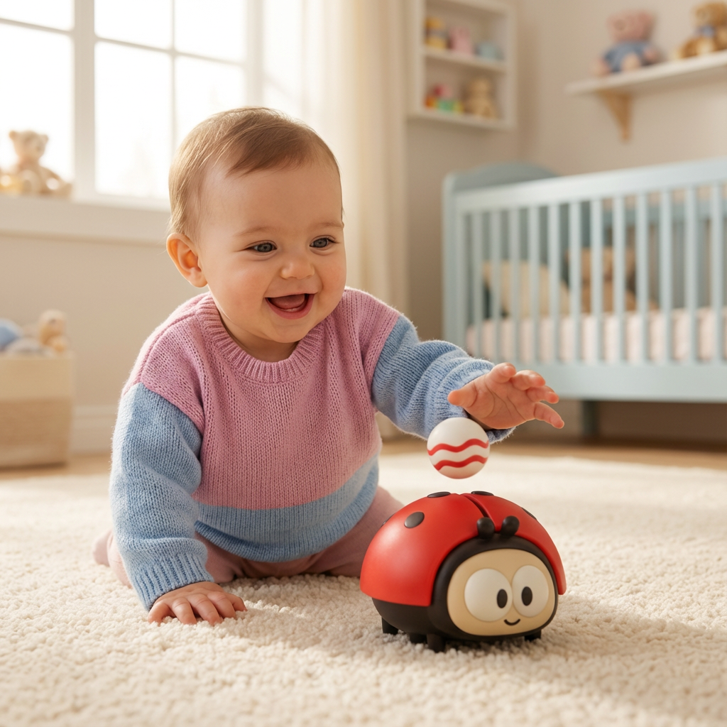 Elektrisches Marienkäfer Luftball Spielzeug für Babys. Fördert Motorik und Lernentwicklung.