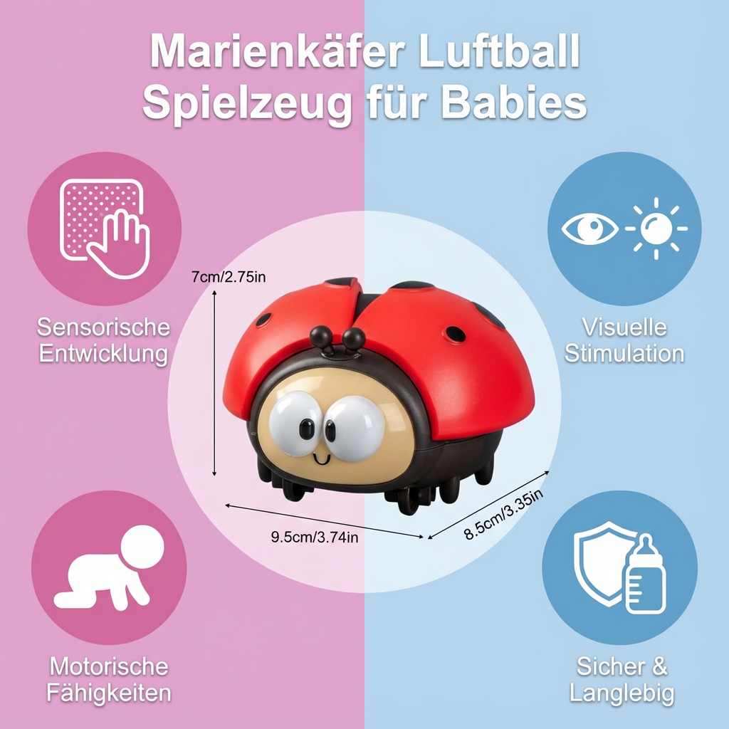 Fröhliches elektrisches Marienkäfer Babyspielzeug in Rot/Gelb mit aufsteigendem Luftball für Spaß.