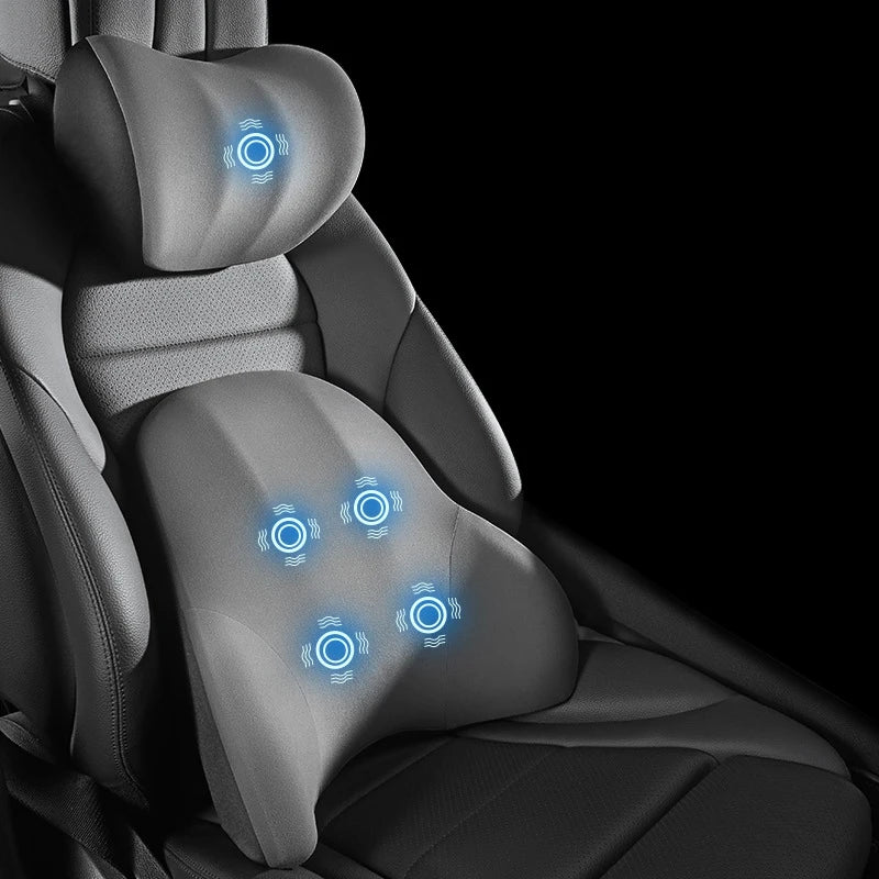 Elektrische Rückenstütze mit Vibrationsmassage für Auto & Bürostuhl, Memory Foam, lindert Schmerzen.
