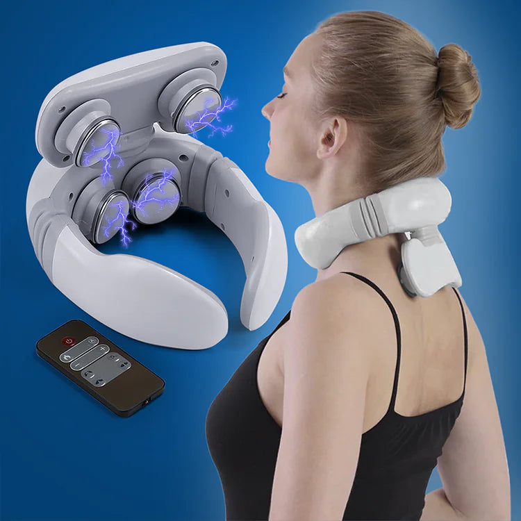 Elektrisches Nackenmassagegerät für Schmerzlinderung & Entspannung. Kabellos & ergonomisch.