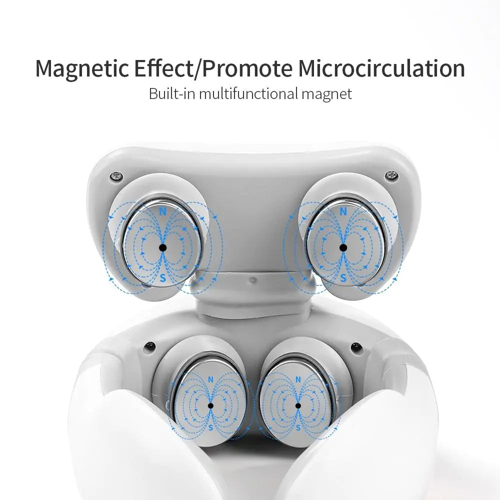 Ergonomisches, kabelloses Nackenmassagegerät, ideal für Reisen & unterwegs. Lindert Nackenschmerzen.