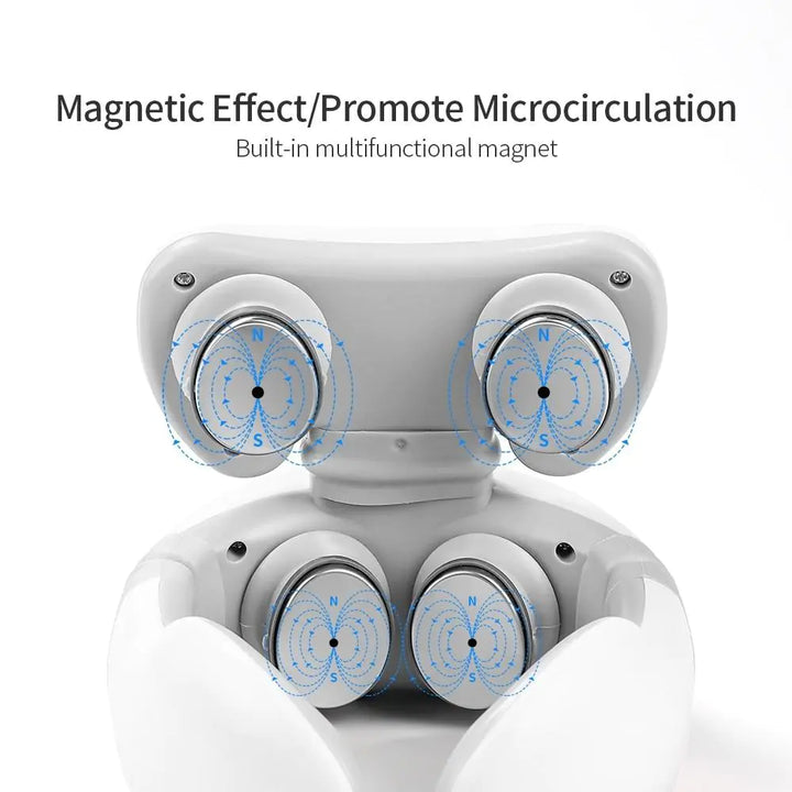 Ergonomisches, kabelloses Nackenmassagegerät, ideal für Reisen & unterwegs. Lindert Nackenschmerzen.