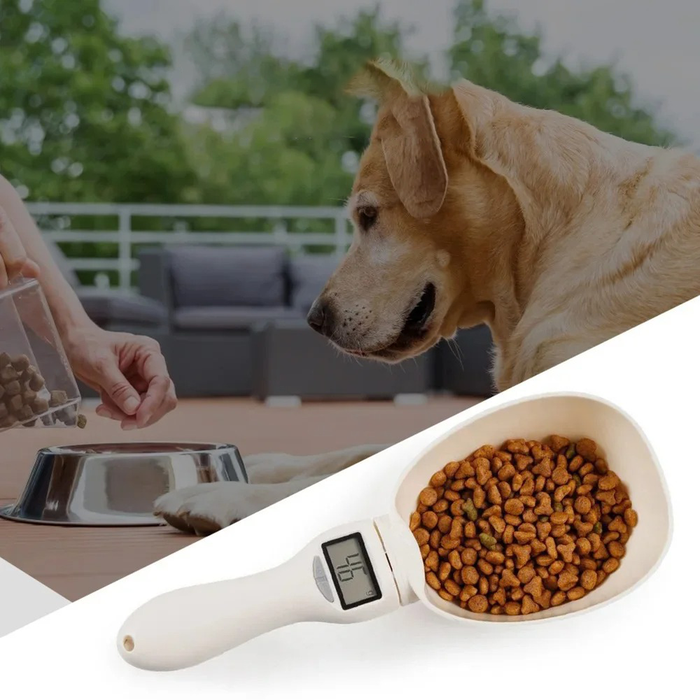 FeedMate elektronischer Hundenapf-Messlöffel mit LCD-Display für einfache, genaue Futterportionen.