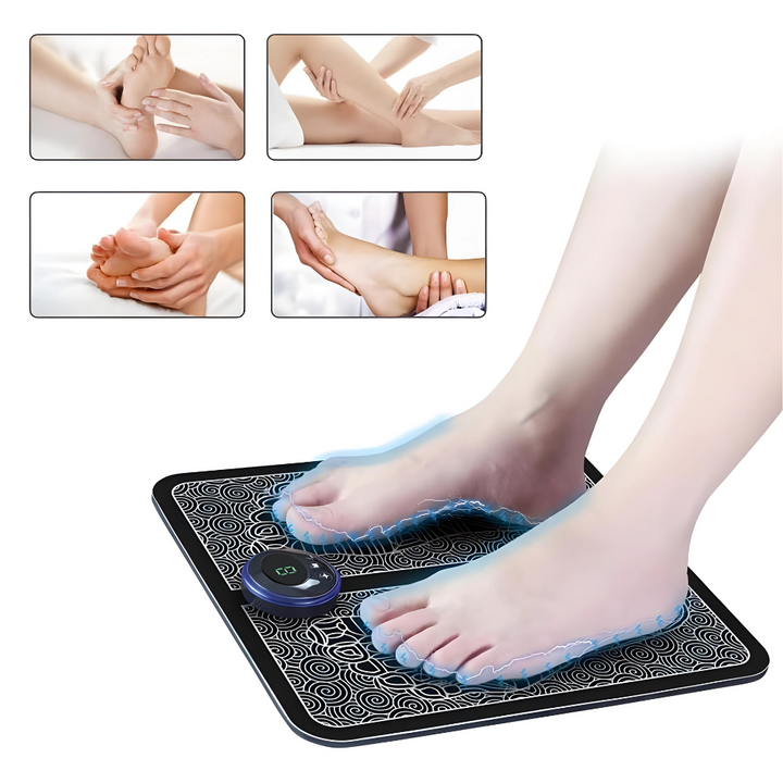 VitalSoothe EMS Fußmassage Pad stimuliert Akupunkturpunkte und Reflexzonen für Wellness und Vitalität.