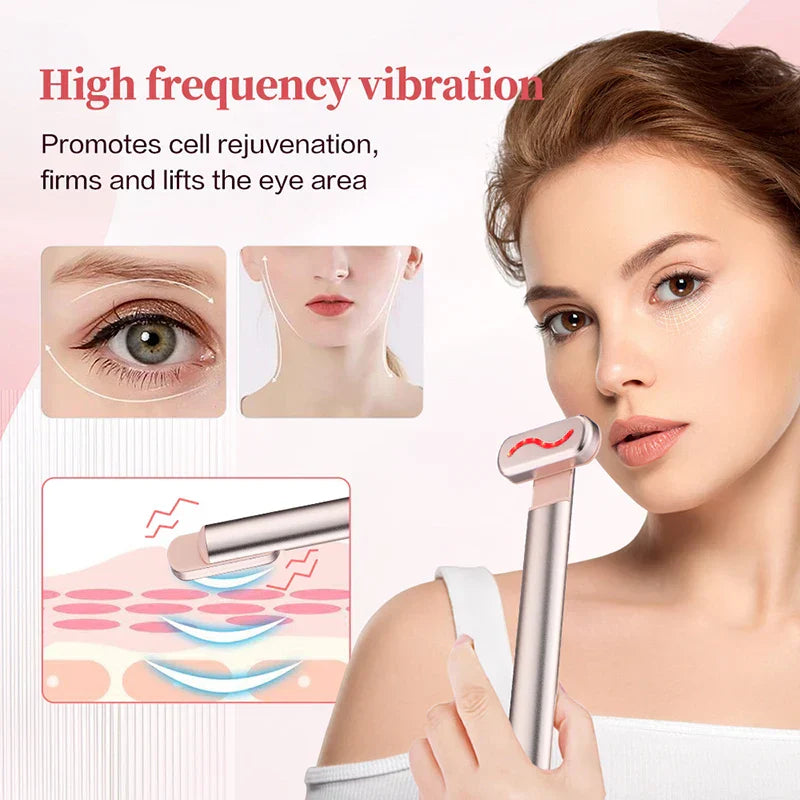 Schönheitsgerät mit EMS Mikrostrom und Rotlicht für Gesichtslifting, Hautstraffung und Anti-Aging Pflege.