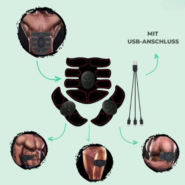 EMS Gerät für Bauchmuskeln, Arme, Beine & Gesäß; effiziente Muskelstimulation zum Workout zu Hause.