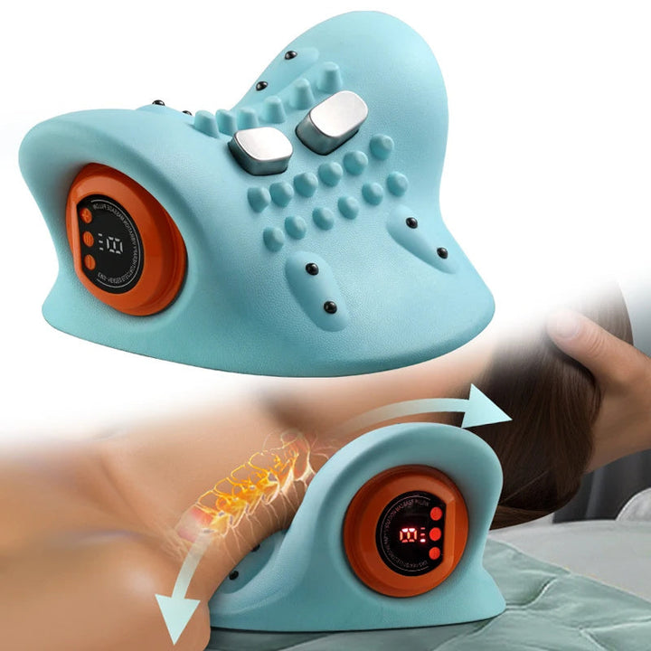 Modernes EMS Nackenmassagegerät mit Wärmefunktion zur gezielten Linderung von Nacken- und Schulterschmerzen.