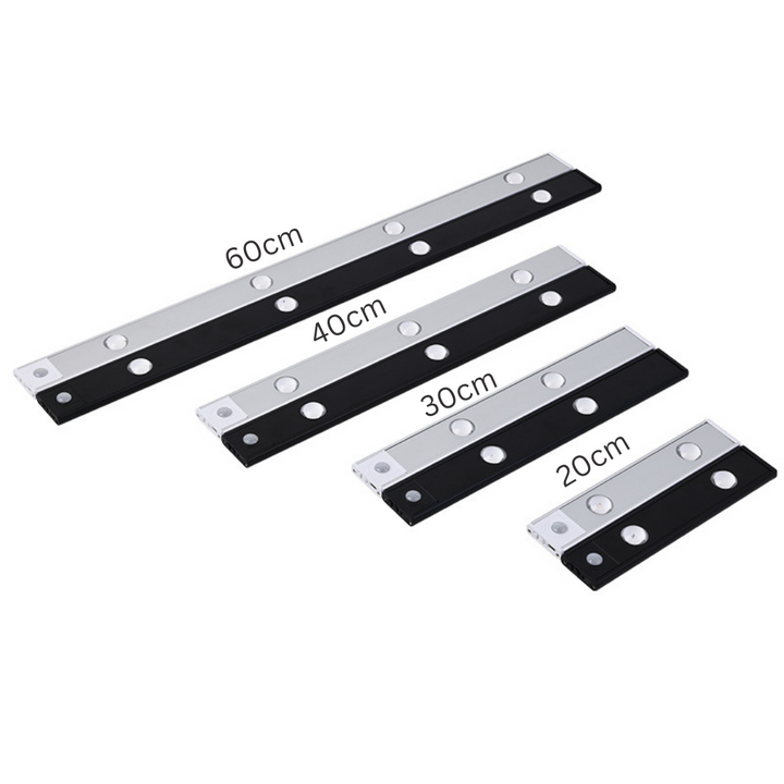 Vielseitige, kabellose LED Unterbauleuchte mit Bewegungssensor, magnetisch und dimmbar für Küchenschränke.