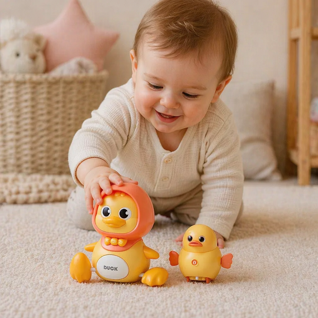 Sensorisches Babyspielzeug Entefamilie; stimuliert Sinne, Motorik & Hörvermögen; ideal für Entwicklung.